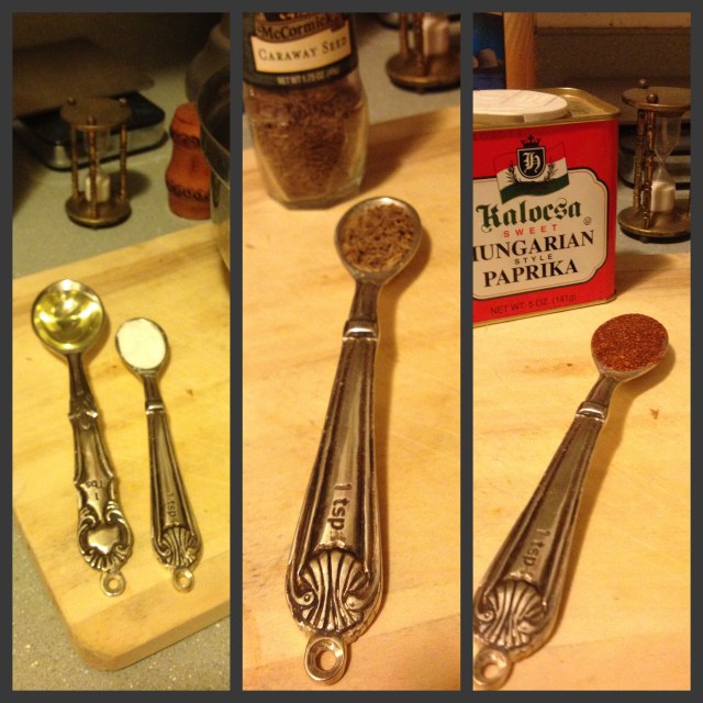 sunflower seed oil, teaspoon of sea salt, tsp. of caraway seeds, tsp. of paprika